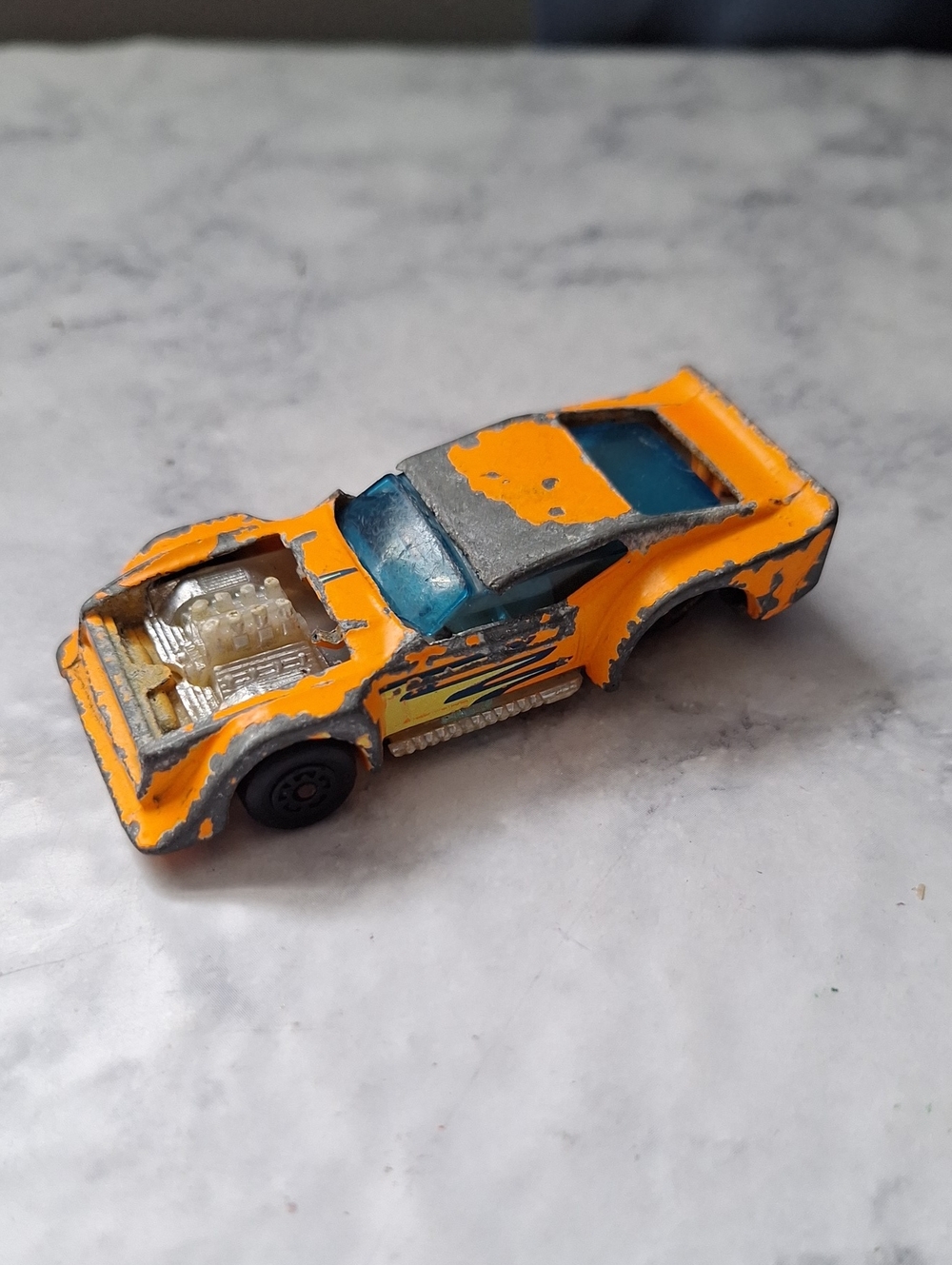Orange Kids Toy Race Car with Blue Windshield - Classic Play Vehicle